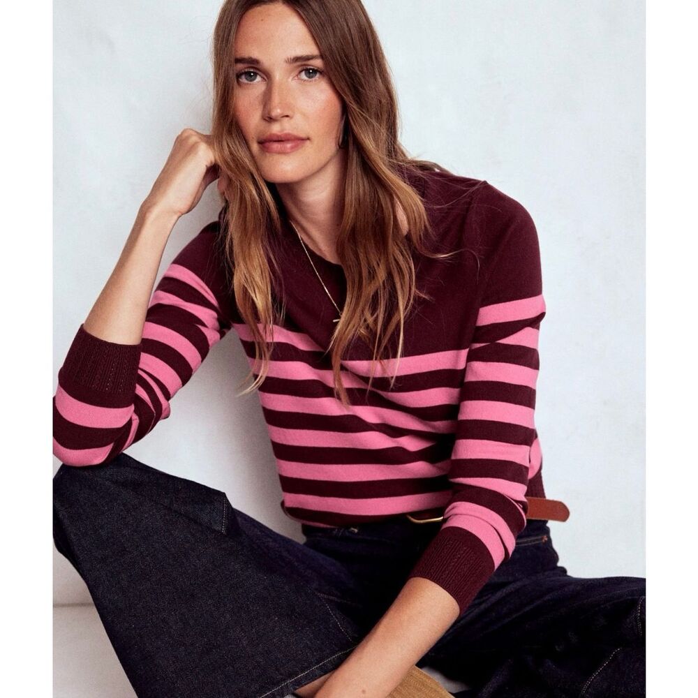 Boden Emilia Cotton Crew Sweater L